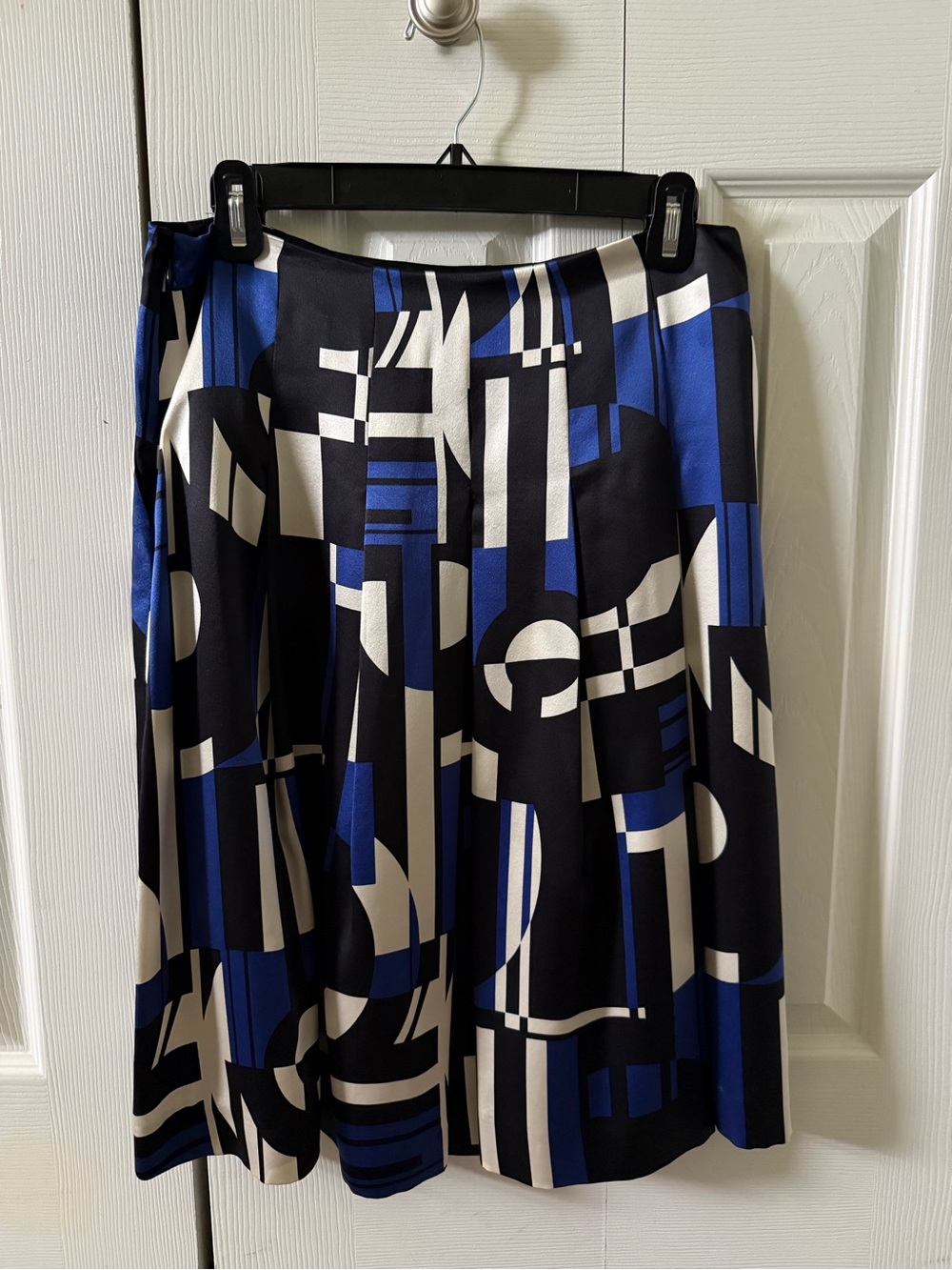 Lauren Ralph Lauren Blue Black Cream Geometric A-Line Skirt